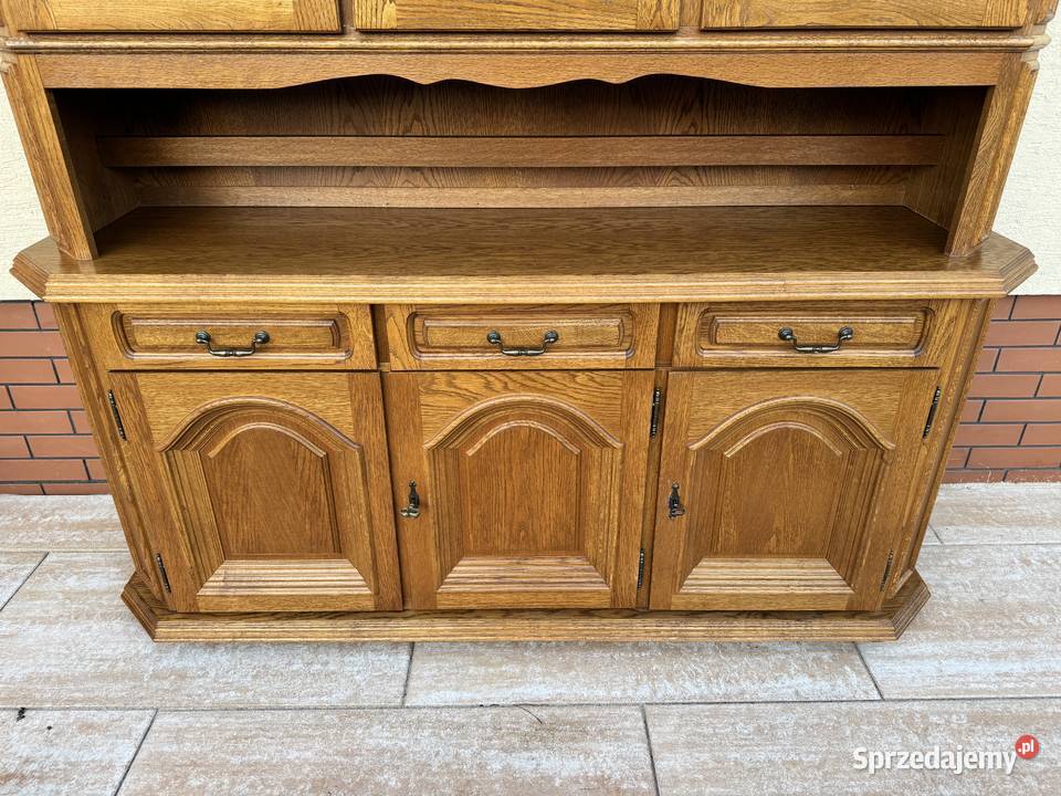 Kredens dębowy stylowy witryna regał biblioteka