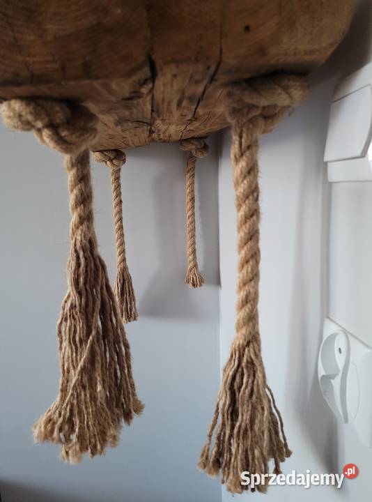 Półki wiszące stare drewno sznur Meble Jarosław