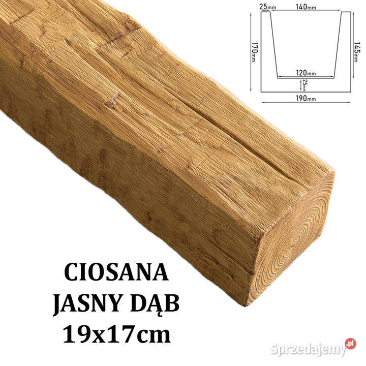 Belka Rustykalna Ciosana 19x17 JASNY DĄB Gdów