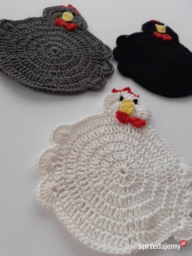Podkładki kurki ręcznie robione na szydełku hand Kamyk