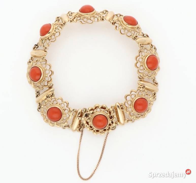 Złota bransoletka z koralem 14k Zakopane