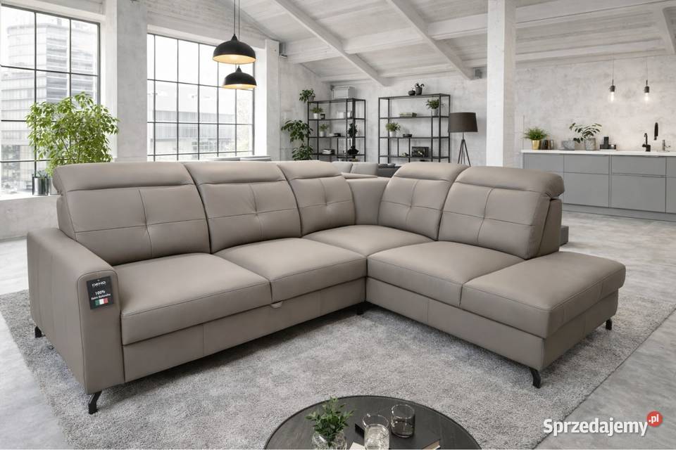 Nowoczesny narożnik Sułtan funkcja spania śląskie Piasek