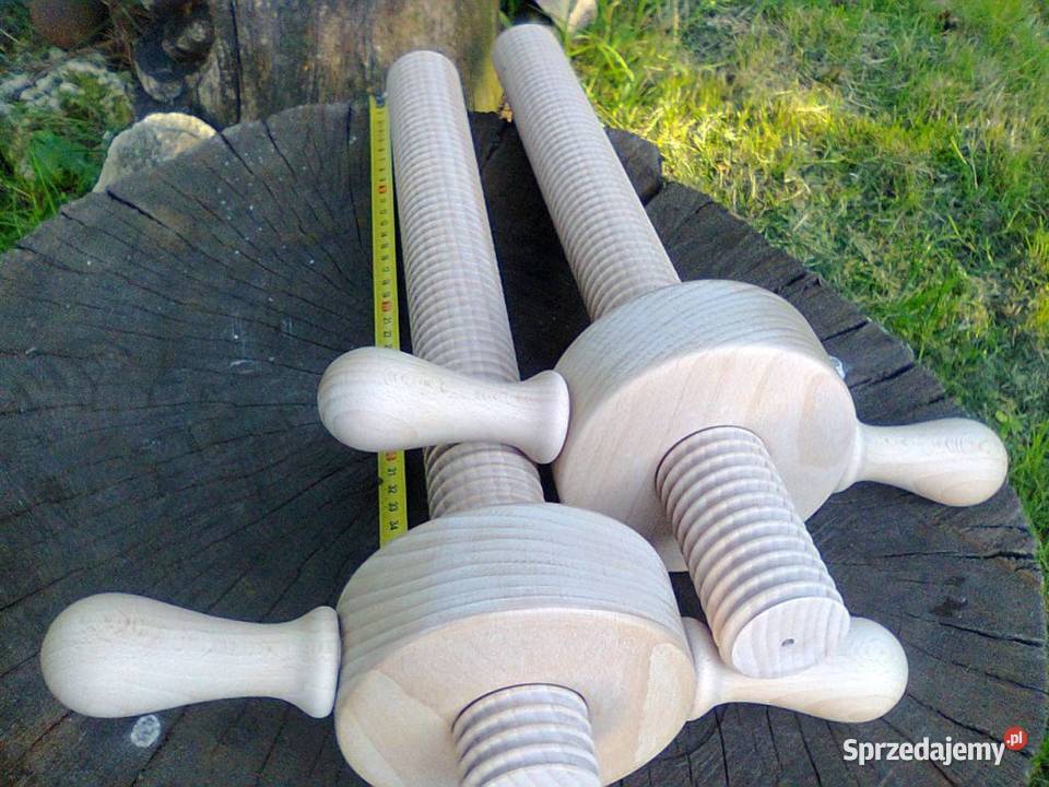 Śruby nakrętki pokrętła szpilki łby drewniane Wieliczka