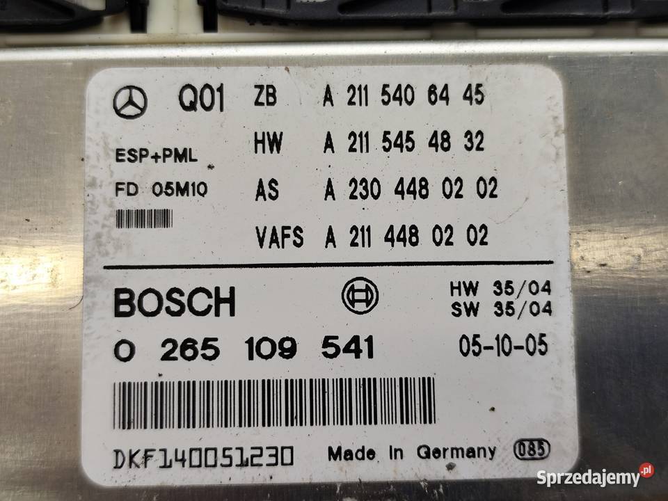 Sterownik Pompy Abs Esp Mercedes W211 W219 Sl Rok produkcji 2004 Układ ABS i ESP wielkopolskie
