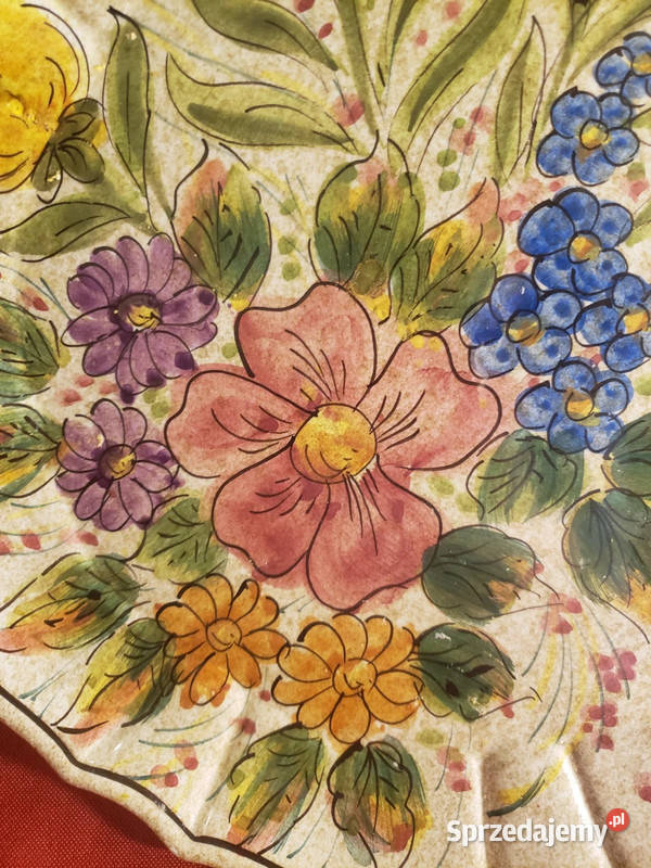 Włoska Ręcznie malowana Patera Vintage Borówki