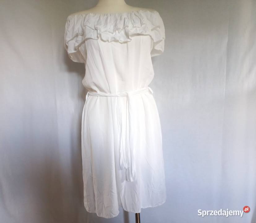 Sukienka biała Hiszpanka MINI r ML wiskoza NOWA Rozmiar 40(L) Białystok