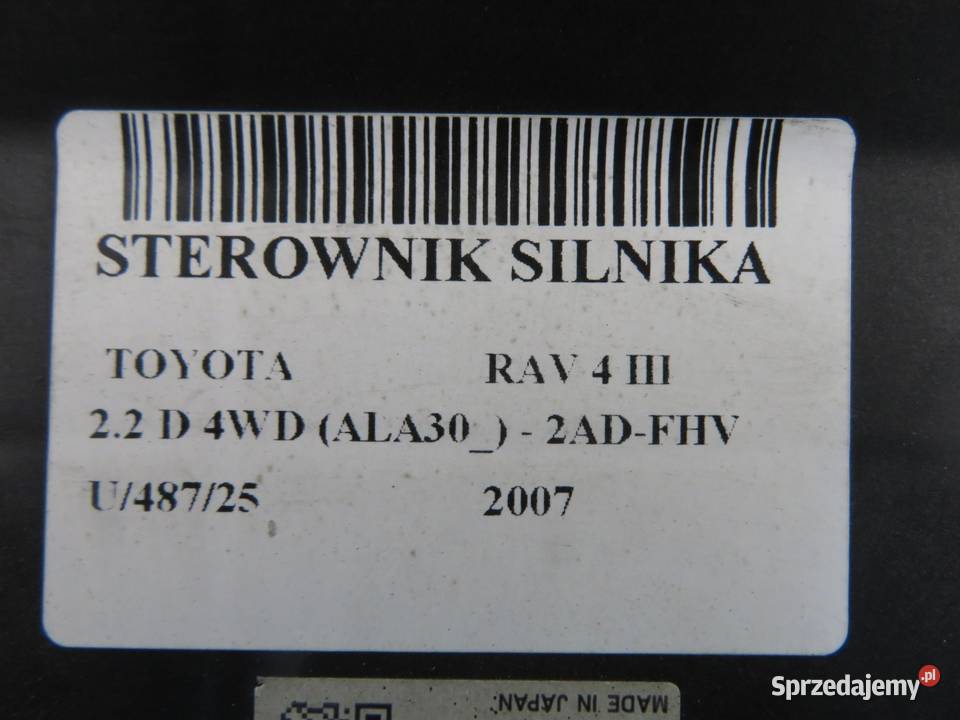 STEROWNIK TOYOTA RAV 4 III 22 D 4WD 177 2ADFHV osobowe