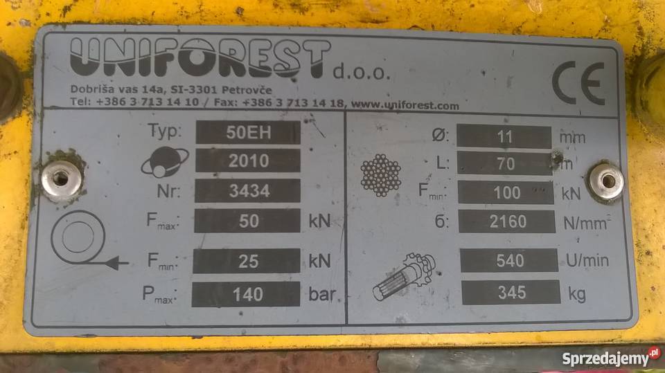 Wciągarka UNIFOREST 50 EH Otorowo sprzedam
