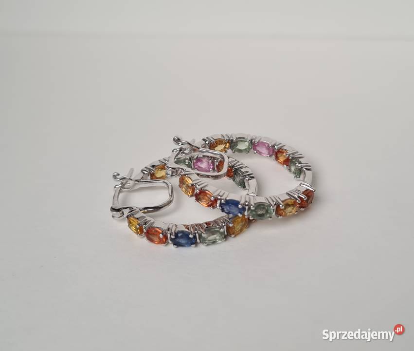 Srebrne kolczyki z szafirami korowymi srebro Otwock