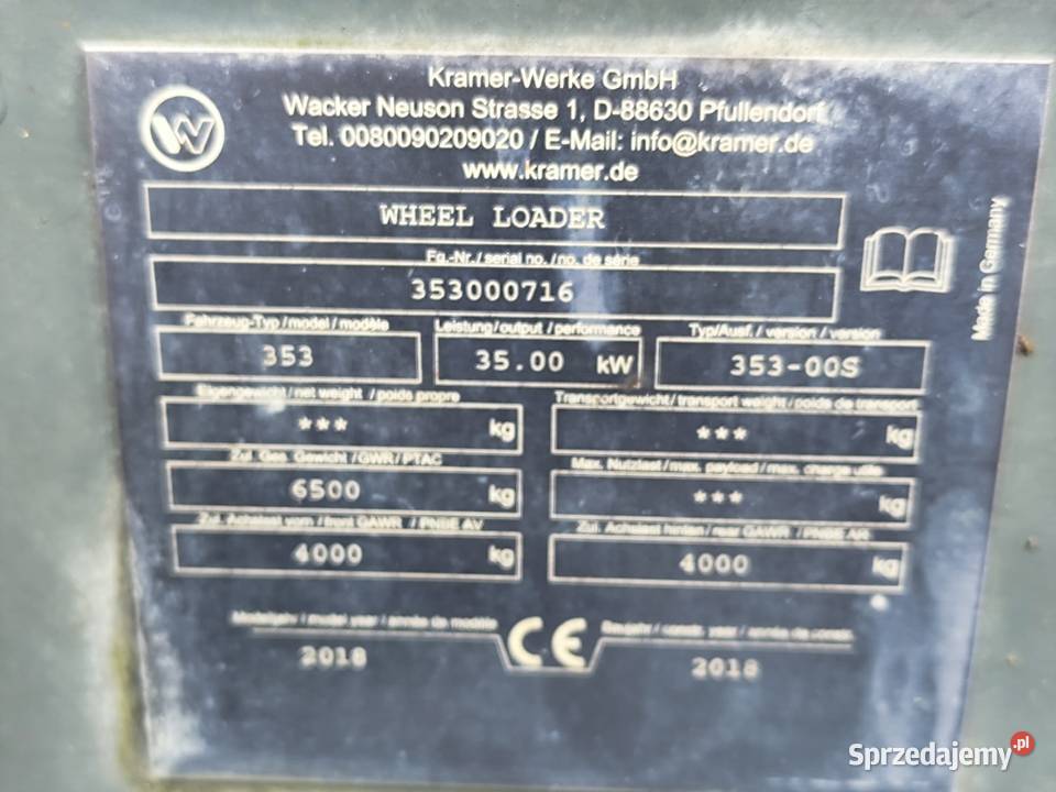 Kramer 5075 ładowarka 2018 1670mtg nie Czapury