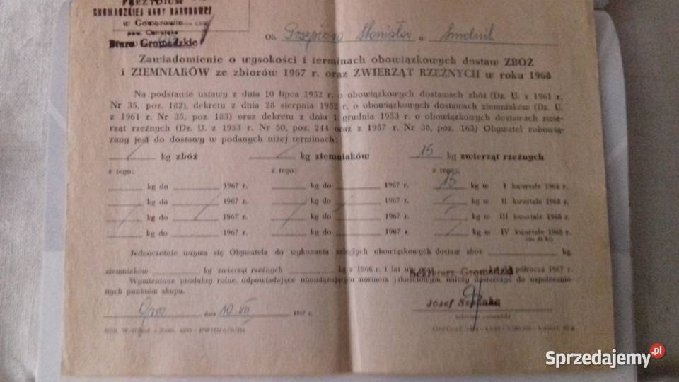 Zaświadczenia i nakazy z PRL Warszawa