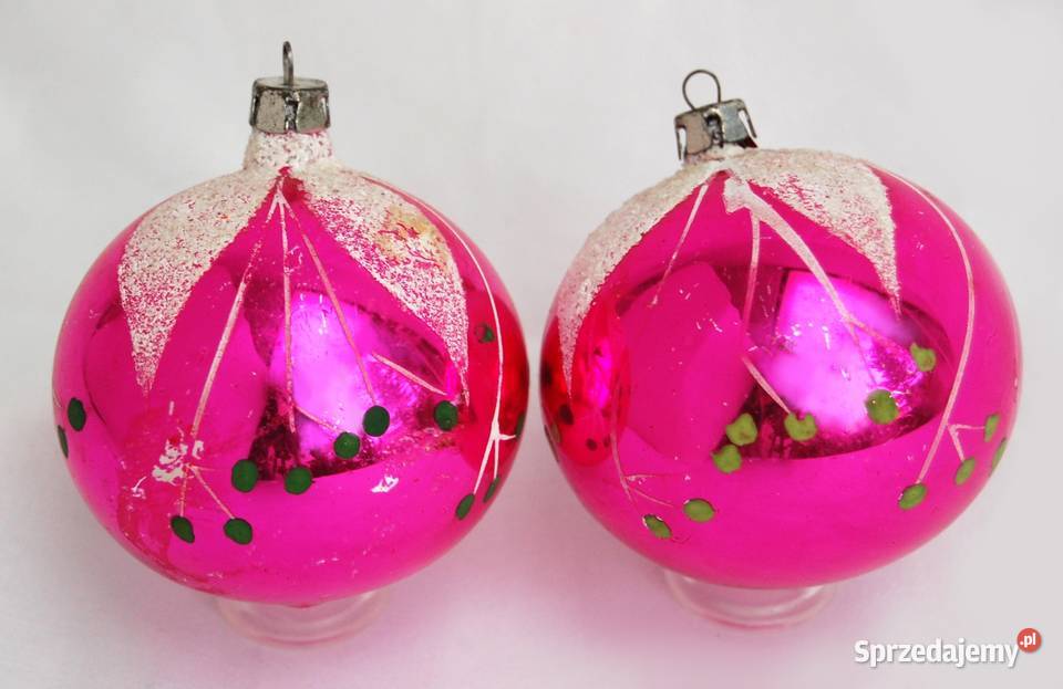 Stare bombki szklane 2 ręcznie malowane różowe lubelskie sprzedam