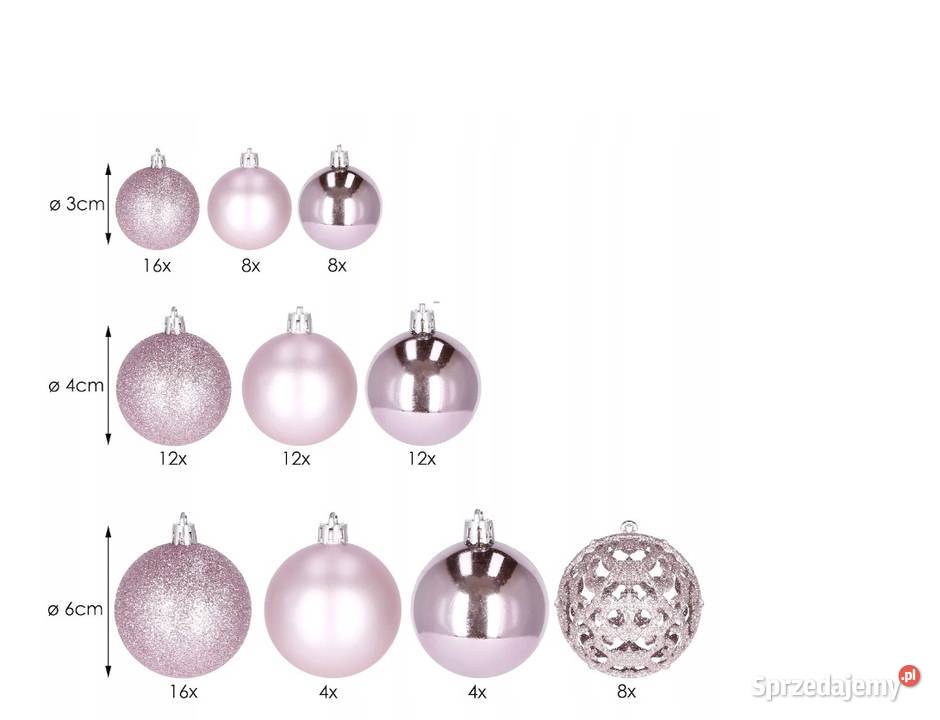 BOMBKI CHOINKOWE ZESTAW XXL 100 RÓŻOWE WZORY