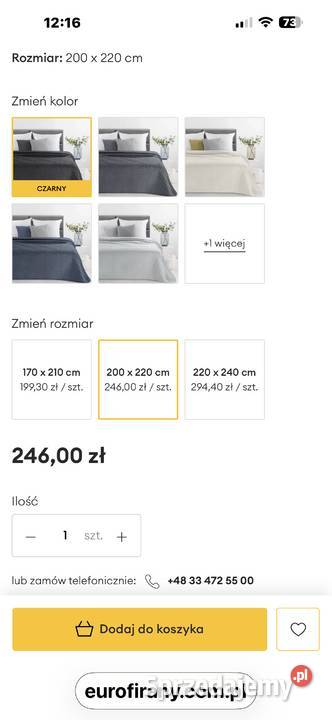 Narzuta welwetowa premium EUROFIRANY 200x220 Rozmiar 200x220 Koce i narzuty Łódź