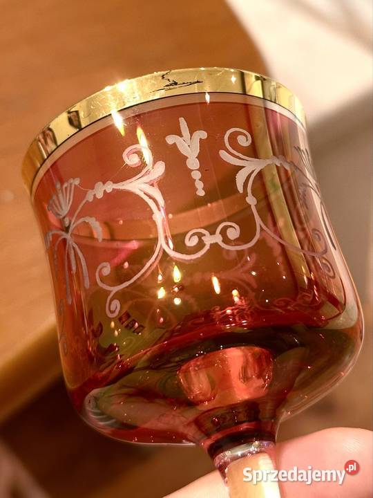 Zestaw sześciu czechosłowackich szklanych Warszawa