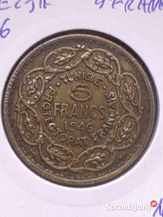 Tunezja 5 franków 1946 wielkopolskie Poznań sprzedam