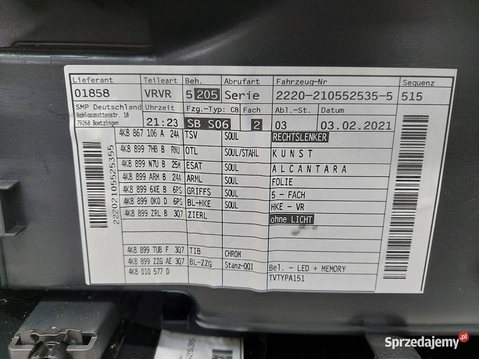 Audi A7 II 4K8 4M0 TFSI TAPICERKA BOCZEK DRZWI sprzedam