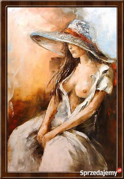 Kobieta w kapeluszu Obraz olejny szpachla Antyki, Sztuka, Kolekcje mazowieckie Warszawa