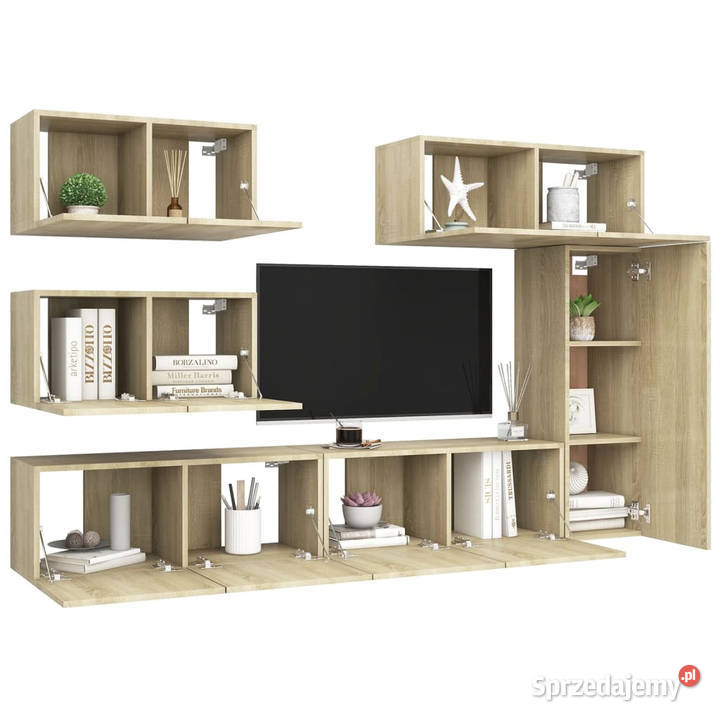 6cz zestaw szafek TV dąb sonoma materiał Warszawa