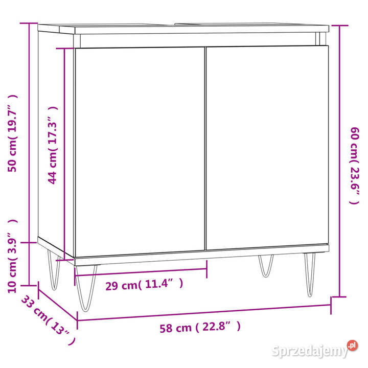 Szafka łazienkowa szarość betonu 58x33x60 mazowieckie