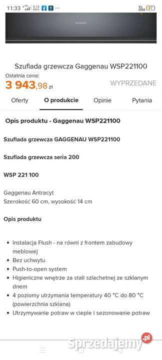 Szuflada grzewcza pól ceny mazowieckie