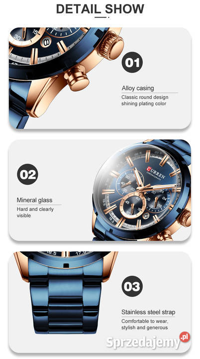 Duży sportowy zegarek męski chronograf Curren Zegarki Gorzów Wielkopolski