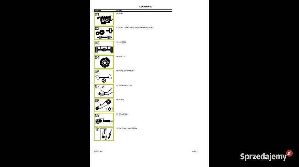 CLAAS LEXION 600 katalog części POLSKU pomorskie Gdańsk