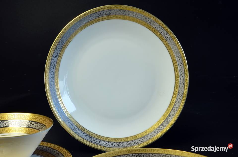 Ociekający Złotem Zestaw Śniadaniowy Trettau Porcelana i szkło Legnica sprzedam