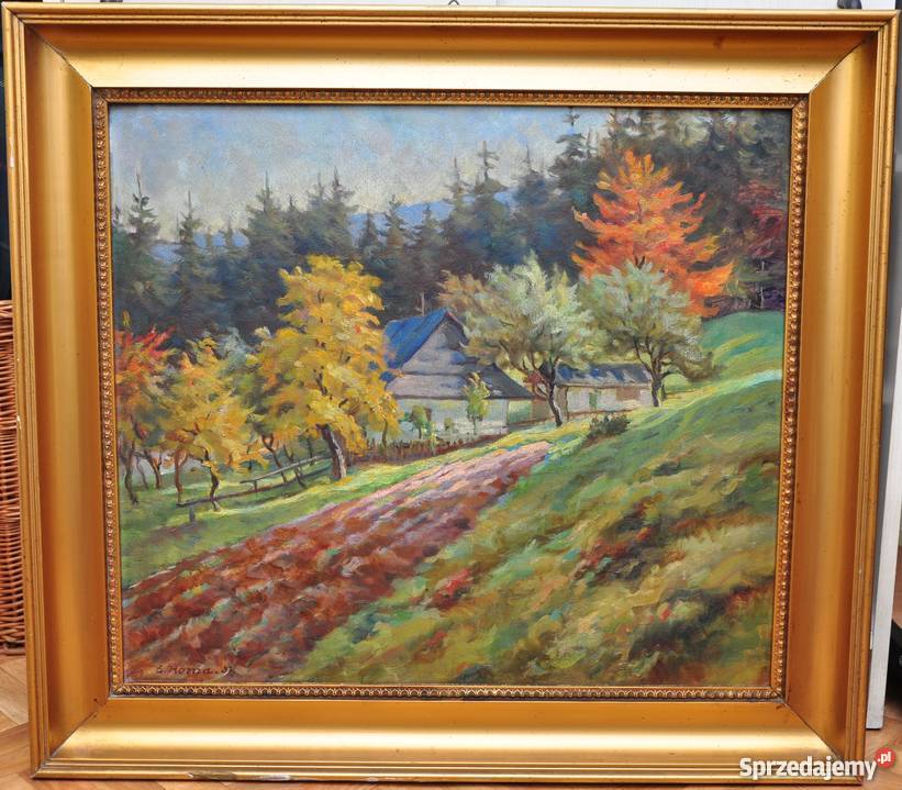 JEDYNY ORYGINALNY OBRAZ OLEJNY PEJZAŻ E HOMA Zawadzkie