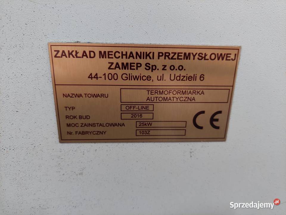 Termoformiarka automatyczna ZAMEP OffLine 2016 mazowieckie Warszawa sprzedam