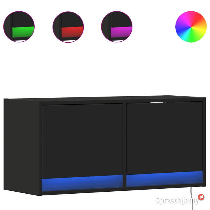 Ścienna szafka TV z LED czarna 80x31x35 WM852356 Warszawa