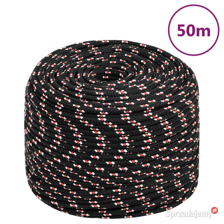 vidaXL Linka żeglarska czarna 8 mm 50 m Warszawa