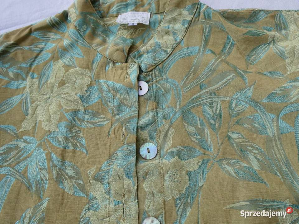 Żakardowa Sukienka Zapinana Liście Kwiaty 36 Rozmiar 36(S) Spódnice i sukienki