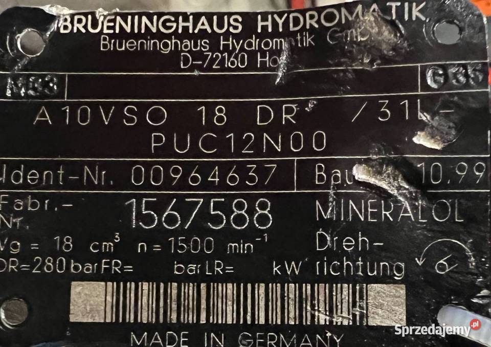 Brueninghaus A10VSO 18 DR 31LPUC12N00 00964637 Poznań sprzedam