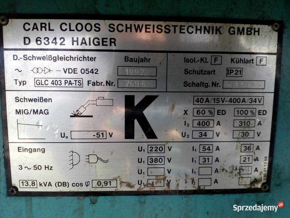 migomat mag półautomat spawalniczy cloos glc 403 Produkcja Gubin