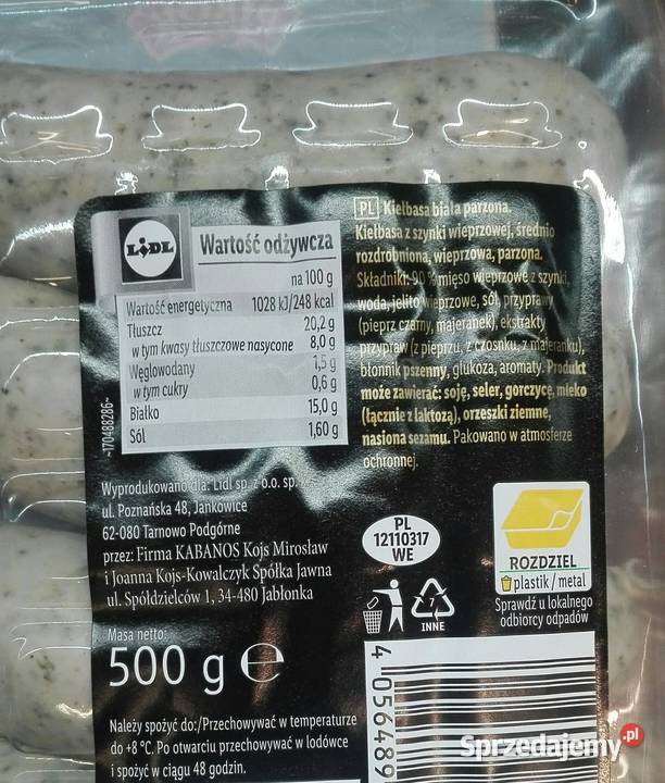 kiełbasa biała surowa i parzona mrożona 12 podkarpackie Rzeszów