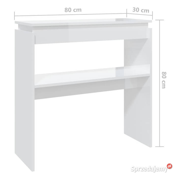 Stolik konsolowy biały wysoki połysk 80x30x80