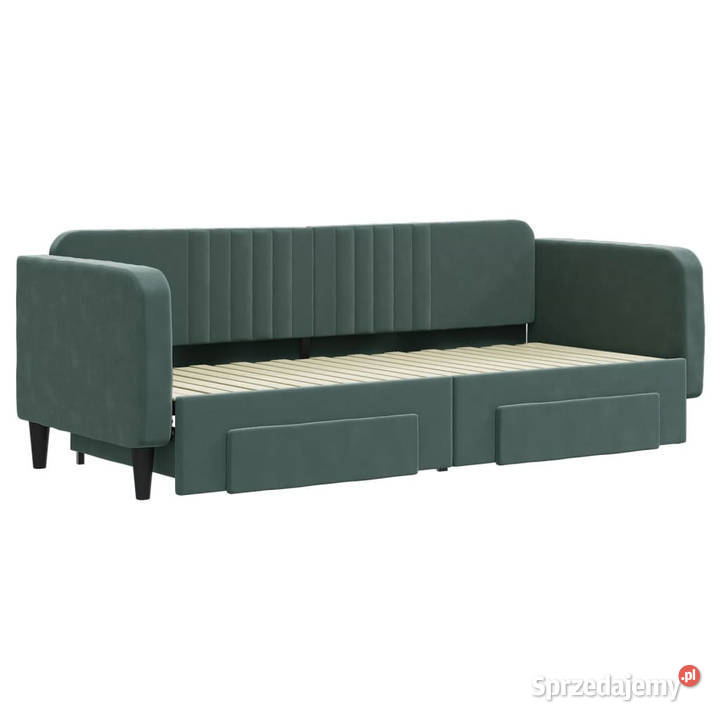 Sofa rozsuwana z szufladami ciemnozielona Warszawa