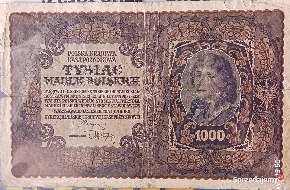 1000 Marek Polskich 1919 r Warszawa Seria III Konin sprzedam