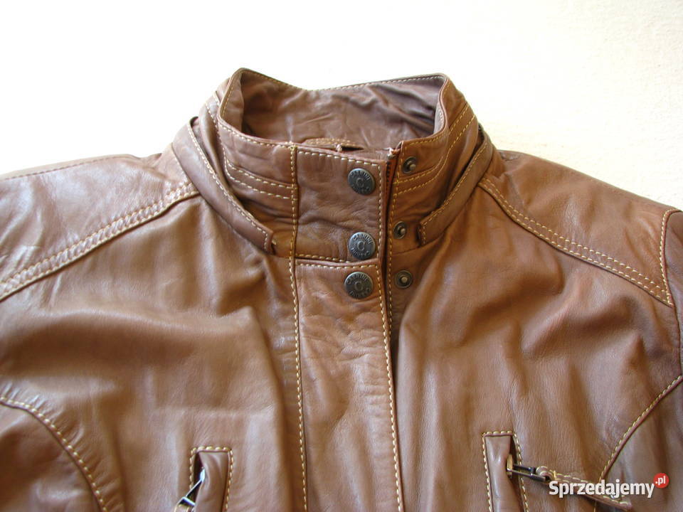 Płaszczyk damski kurtka skórzana Cabrini XL brązowy/beżowy małopolskie Brzegi