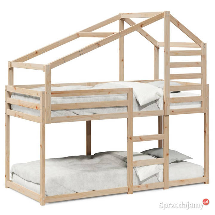 Łóżko z piętrem i daszkiem lite drewno sosnowe 85cm sprzedam