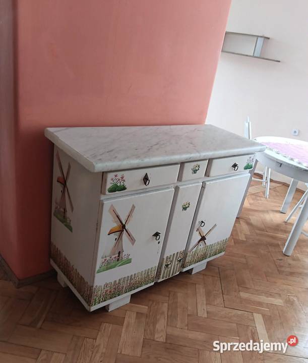kredens kuchenny PRL biały