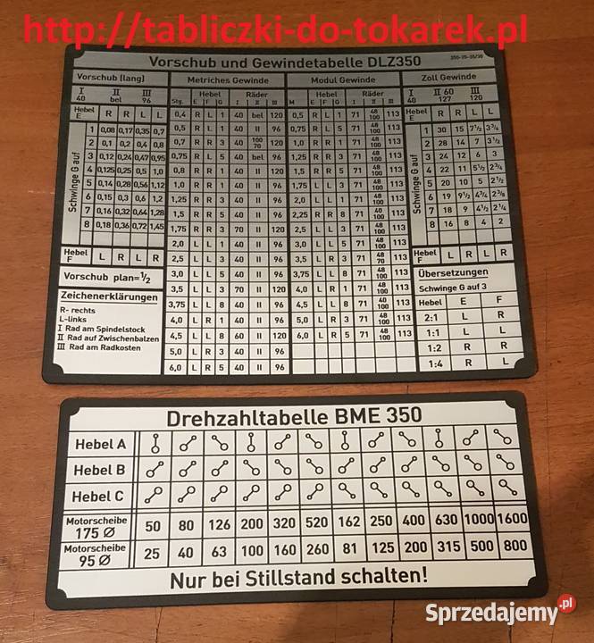 Tokarka WMW DLZ350 Tabliczka Tabliczki Komplet Pozostałe łódzkie Zelów sprzedam