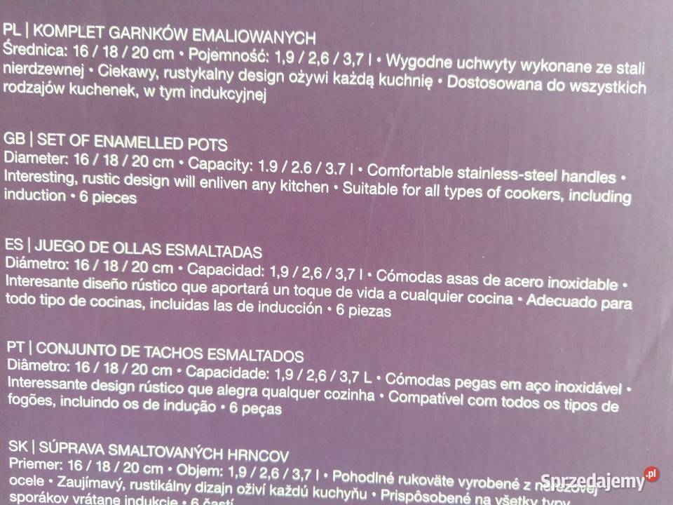 NAJTANIEJ Zestaw Garnków Emaliowanych Pokrywkami