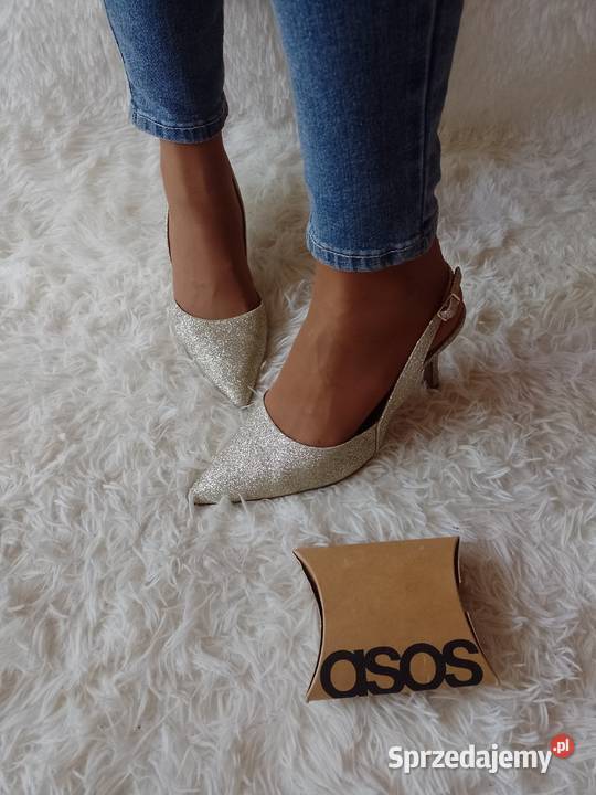 40 ASOS Złote czółenka z odkrytą piętą z Londynu Kraków