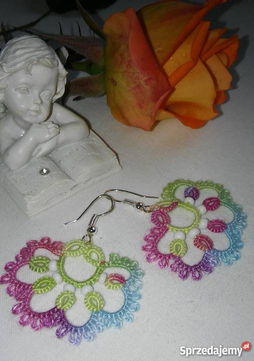 Kolczyki Frywolitkowe Wiśniowa