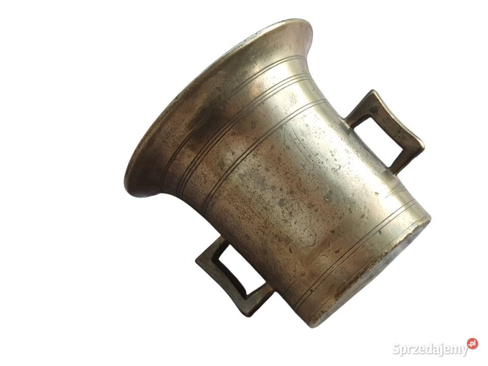 Stary mosiężny moździerz kuchenny sygnowany lata śląskie Cieszyn