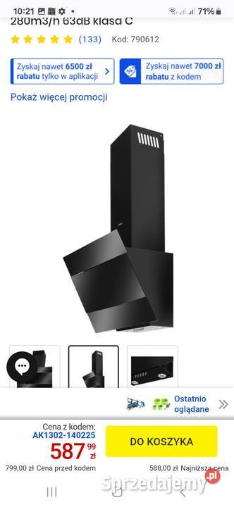 Okap kominkowy Amica okap624s Funkcja pochłaniacza Dołhobyczów sprzedam