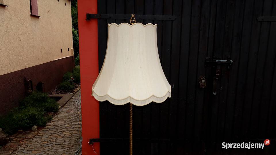 Unikatowa Stojąca Mosiężna Lampa z Kryształem Ziębice