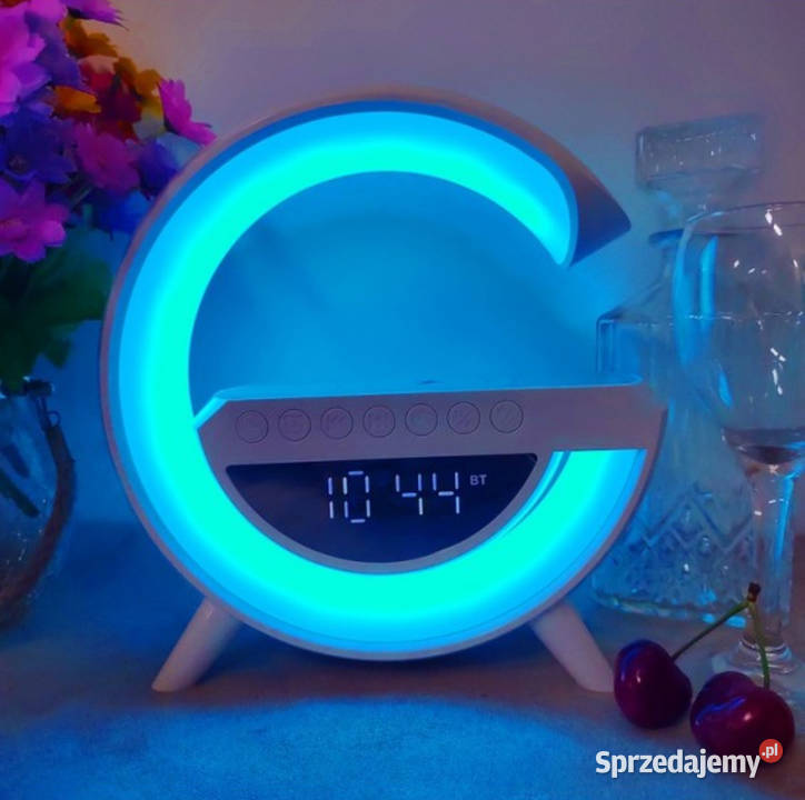 Lampka LED Ładowarka QI Głośnik RGB RADIO ZEGAR Dom i Ogród łódzkie Łódź